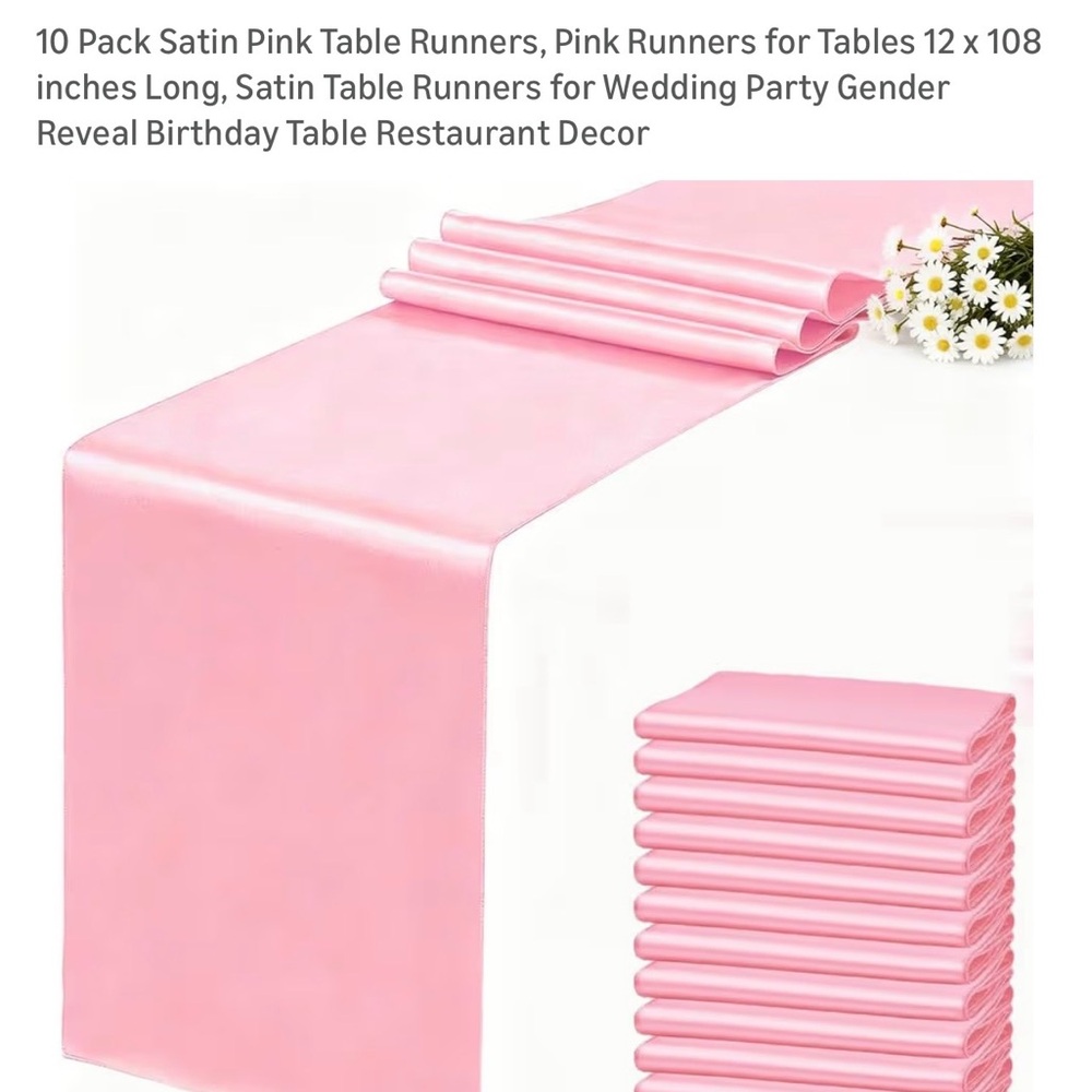 10 pack Anker Blush Pink Satin Table Runner for Dining and Events 12x108